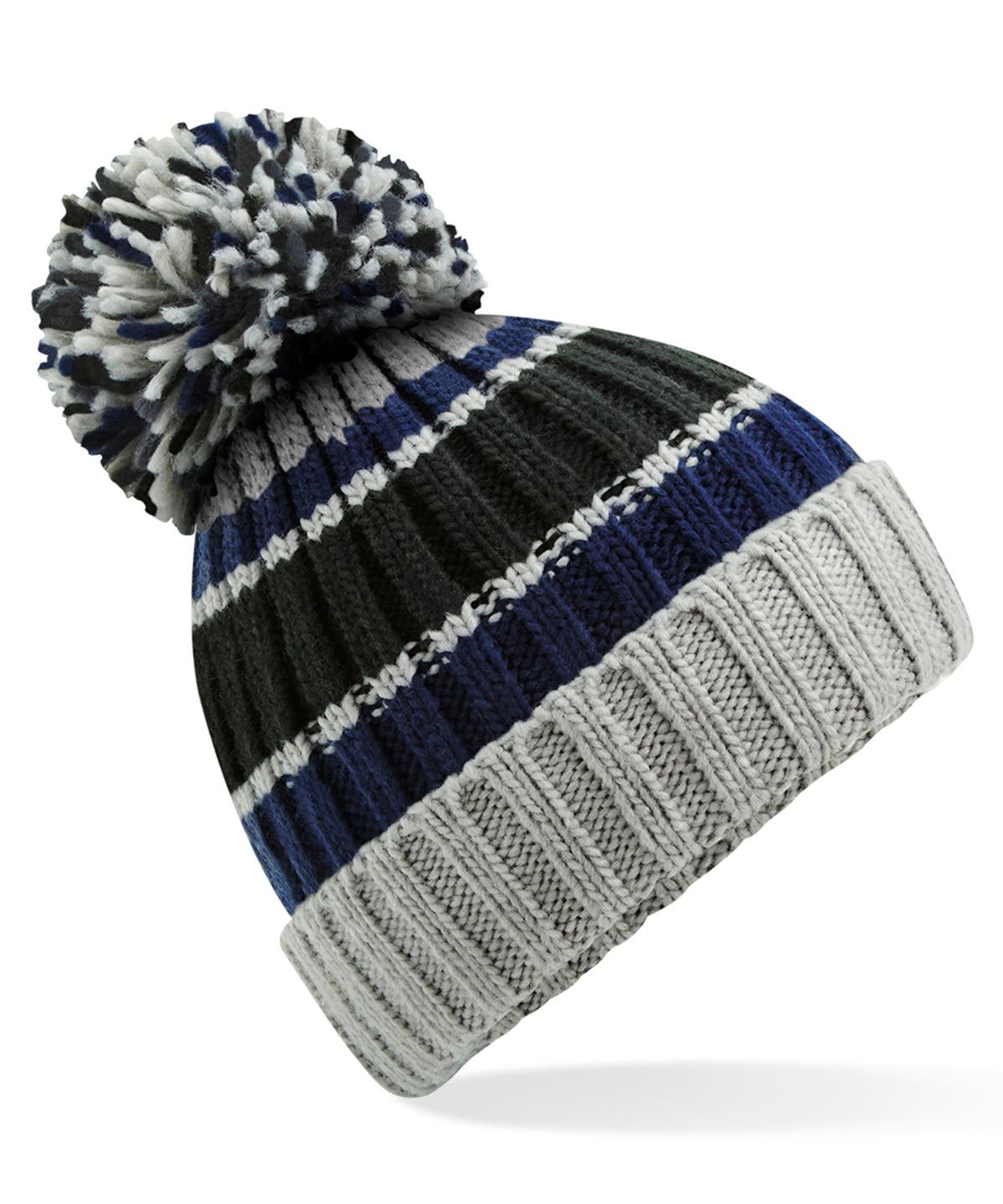 Hygge striped beanie - Blue Steel