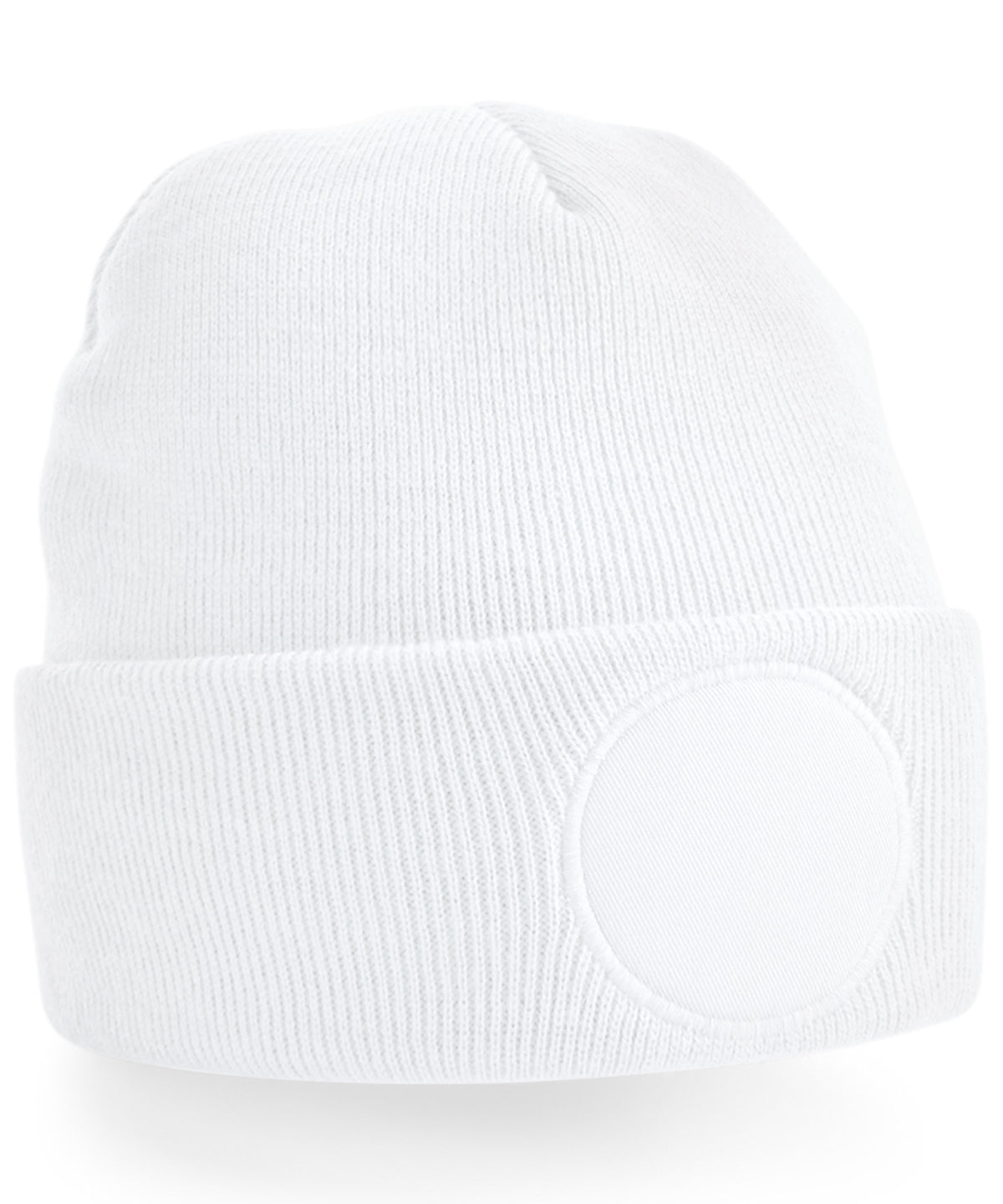 Circular patch beanie - White
