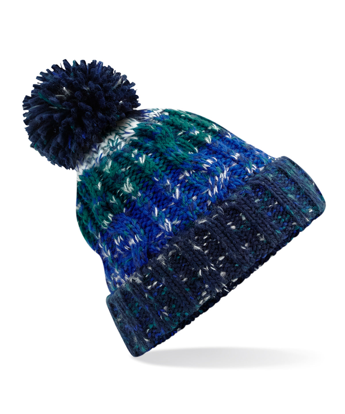 Corkscrew pom pom beanie - Alpine Blues