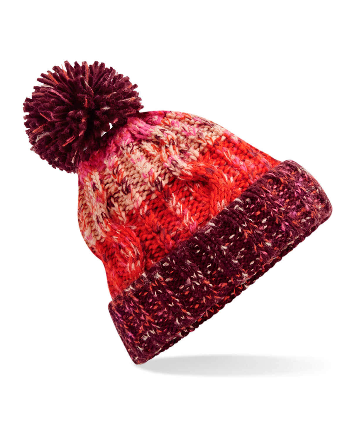 Corkscrew pom pom beanie - Cherry Sherbet