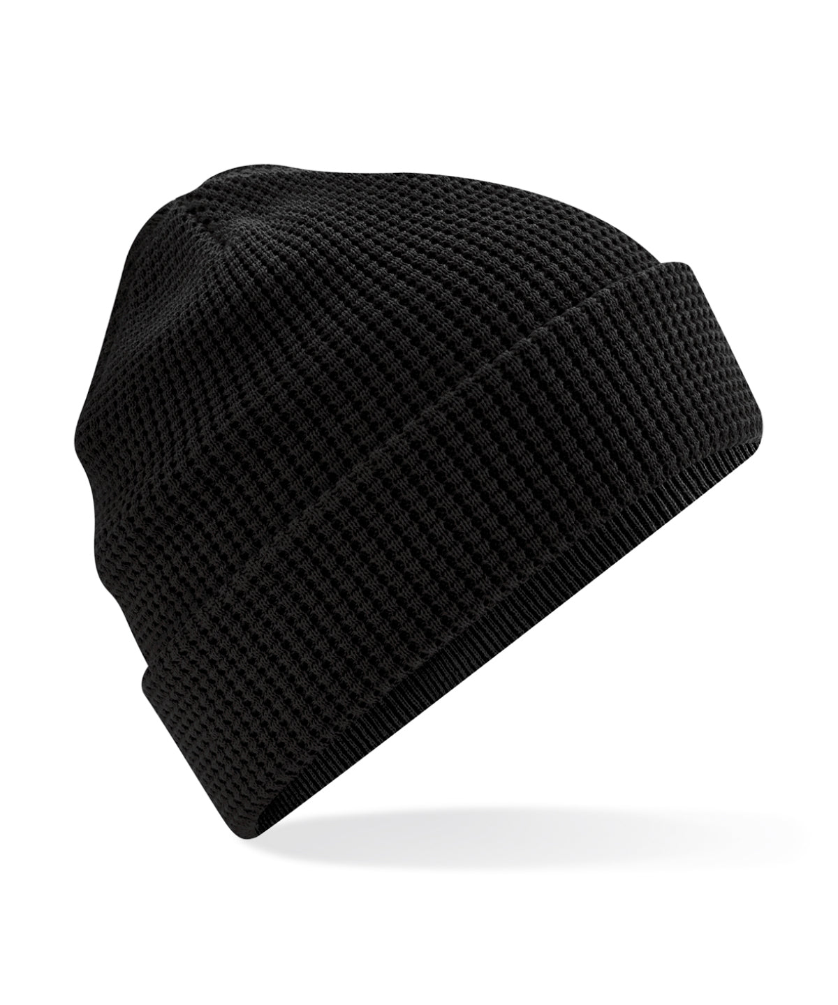 Organic cotton waffle beanie - Black