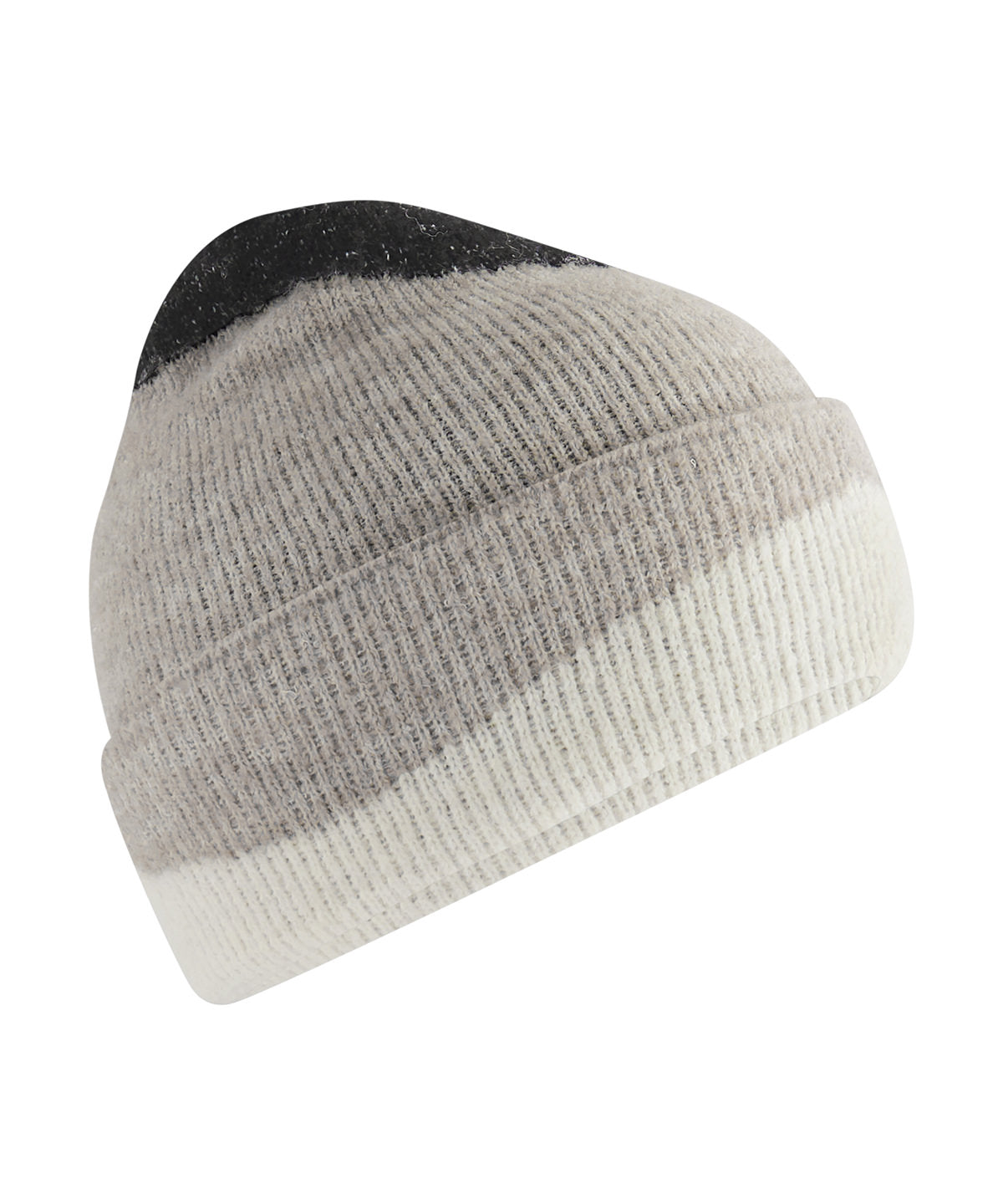 Soft wave beanie - Black/Light Grey/Soft White
