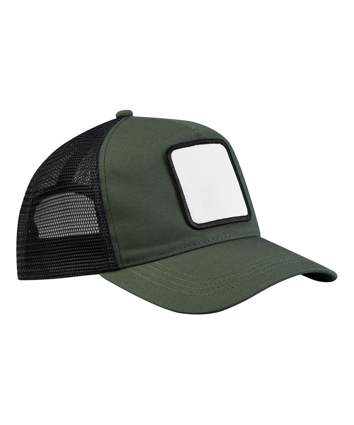 Appliqué patch 5-panel trucker - Olive Green/Black