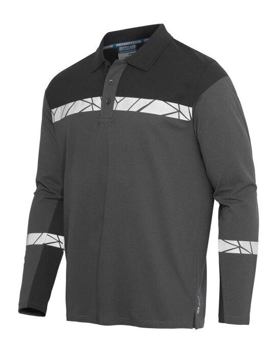 ProJob Progression 7004 LS Pique Polo - Grey/Black