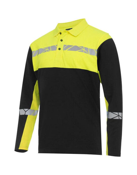 ProJob Progression 7004 LS Pique Polo - Black/Yellow