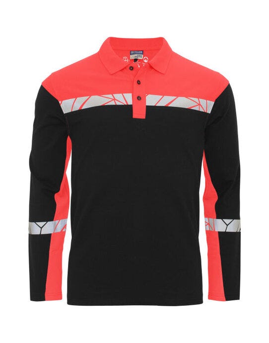ProJob Progression 7004 LS Pique Polo - Black/Red