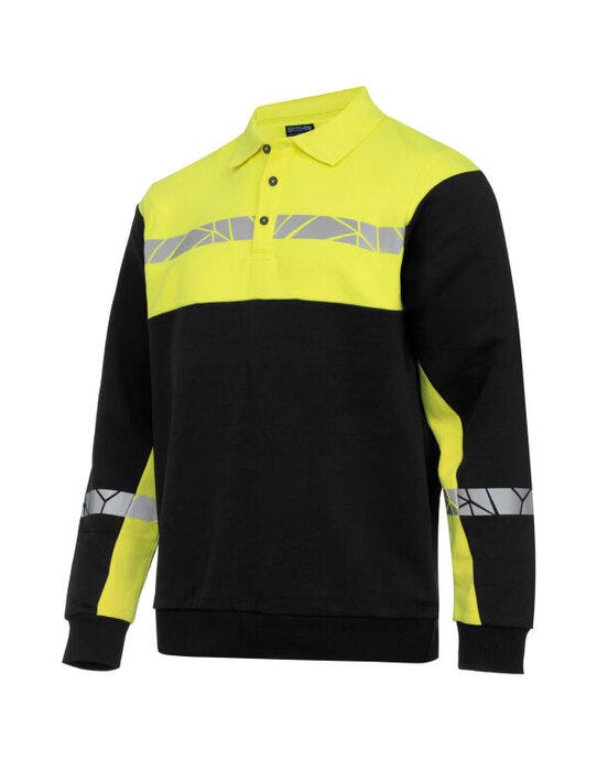 ProJob Progression 7100 LS Polo Sweat - Black/Yellow
