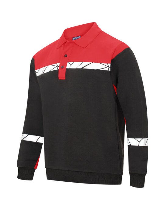 ProJob Progression 7100 LS Polo Sweat - Black/Red