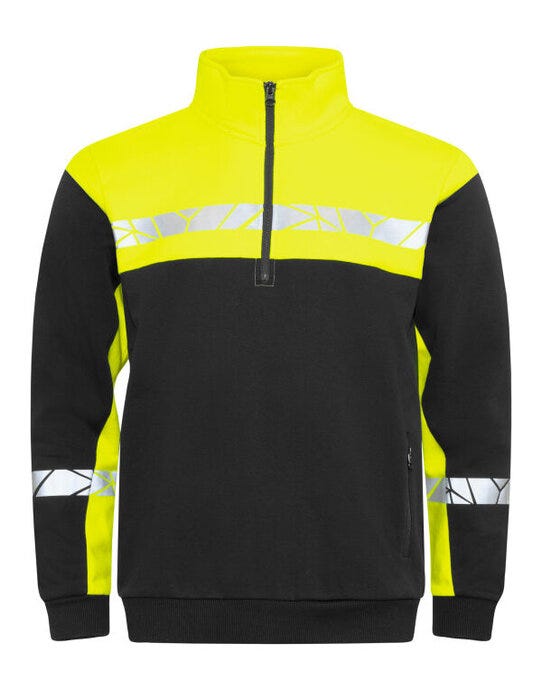 ProJob Progression 7102 Half Zip Sweat - Black/Yellow