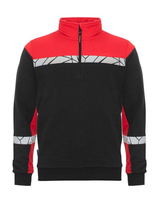 ProJob Progression 7102 Half Zip Sweat - Black/Red