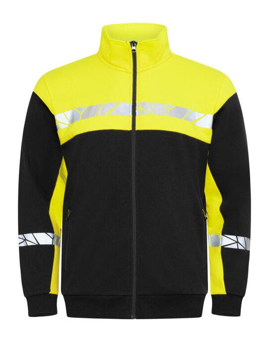 ProJob Progression 7103 Full Zip Sweat - Black/Yellow