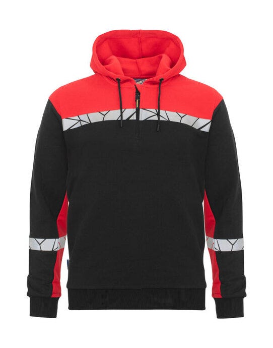 ProJob Progression 7104 Half Zip Hoodie - Black/Red