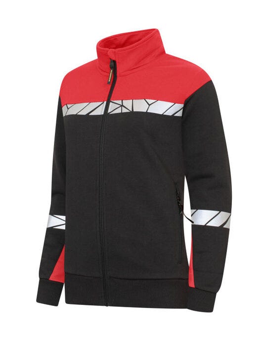 ProJob Progression 7105 Ladies FZ Sweat - Black/Red
