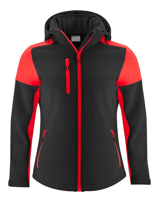 Ladies Softshell - Black/Red