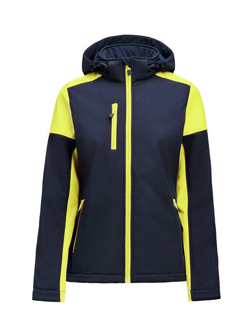 Ladies Softshell - Navy/Neon Yellow