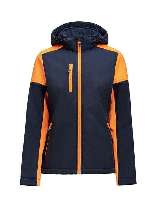Ladies Softshell - Navy/Neon Orange