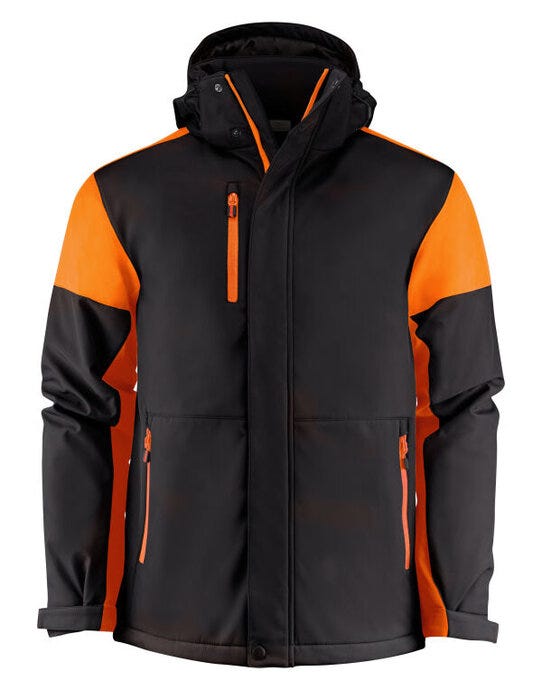 Mens Padded Softshell - Black/Orange