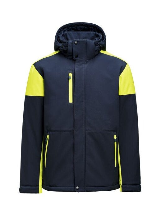 Mens Padded Softshell - Navy/Neon Yellow