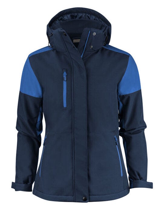 Ladies Padded Softshell - Navy/Cobalt