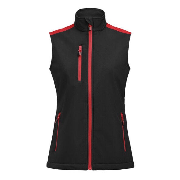 Ladies Softshell Vest - Black/Red