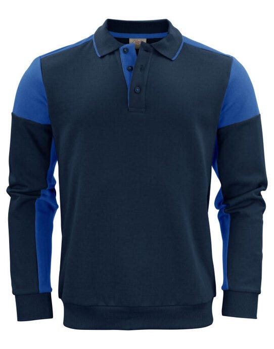 Long Sleeve Polosweater - Navy/Cobalt