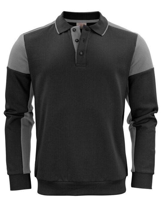 Long Sleeve Polosweater - Black/Anthracite