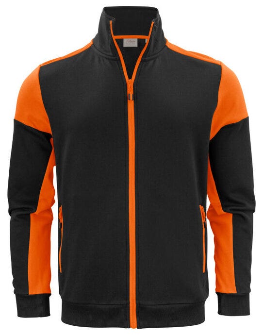 Full Zip Sweater - Black/Orange