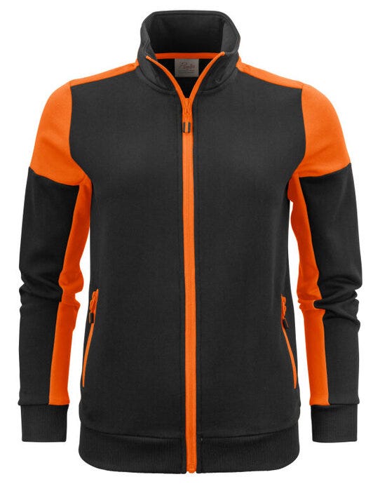 Ladies Full Zip Sweat - Black/Orange