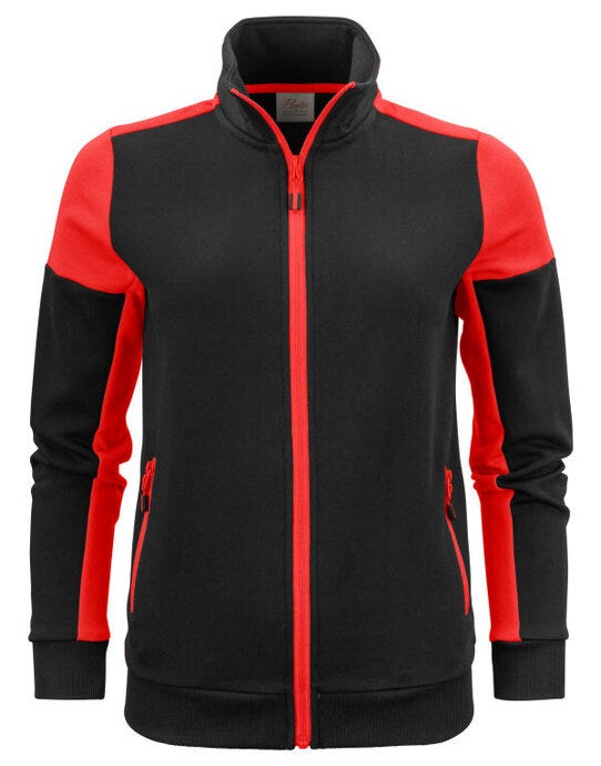 Ladies Full Zip Sweat - Black/Red