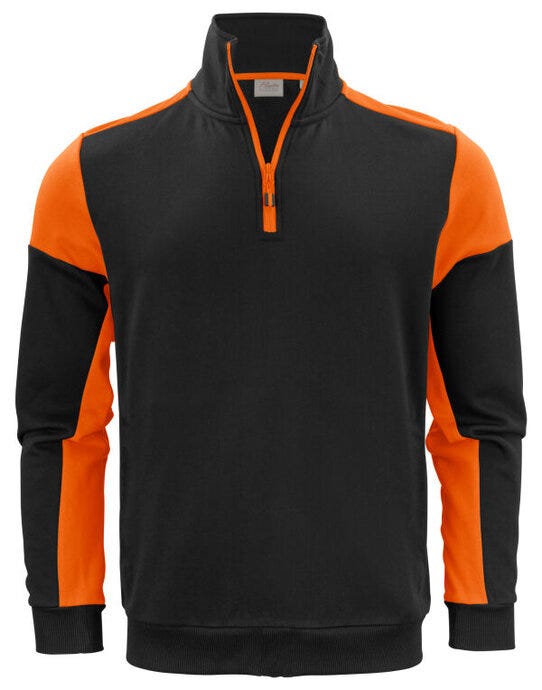 Half Zip Sweater - Black/Orange