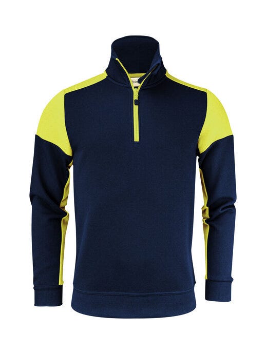 Half Zip Sweater - Navy/Neon Yellow