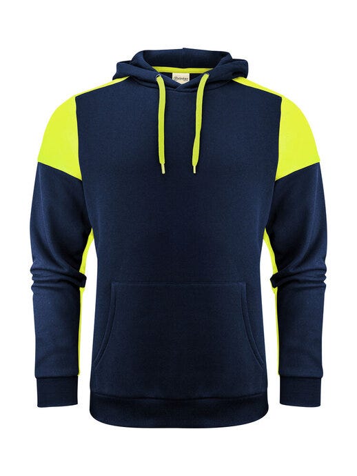 Hoodie - Navy/Neon Yellow