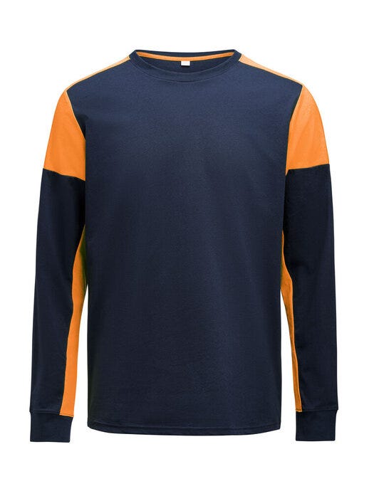 Long Sleeve T-Shirt - Navy/Neon Orange