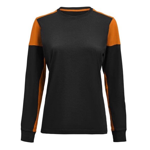 Ladies Long Sleeve T-Shirt - Black/Orange