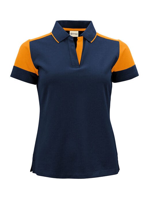 Ladies Polo - Navy/Neon Orange
