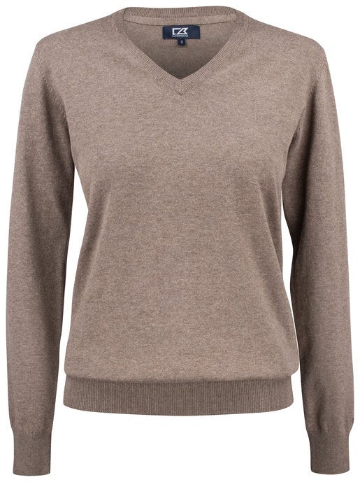 C&B Ladies Oakville V-Neck Sweater - Nougat Melange