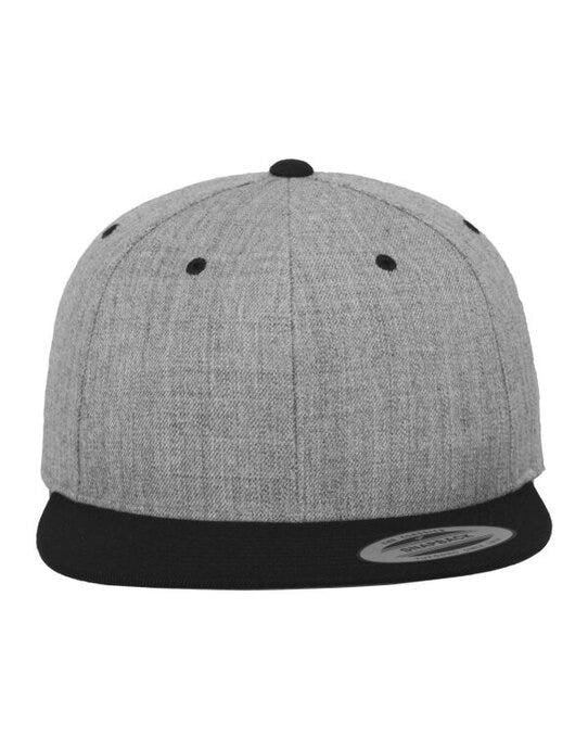 Two Tone Classic Snapback Cap - Heather Grey/Black