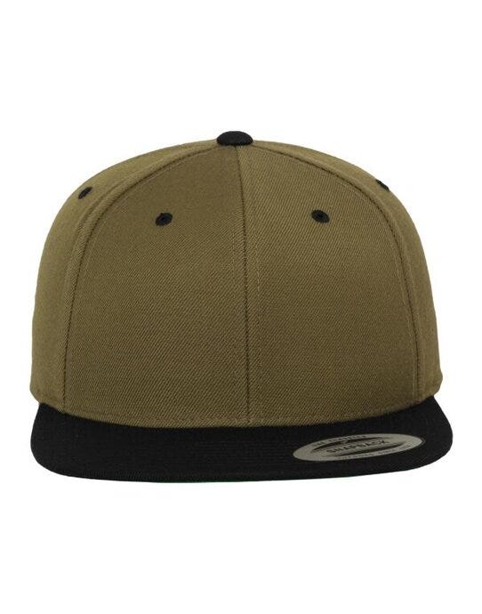 Two Tone Classic Snapback Cap - Olive/Black