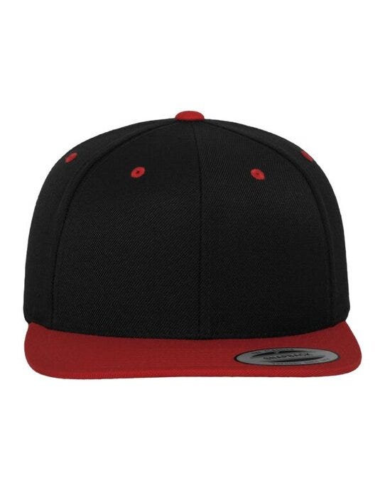 Two Tone Classic Snapback Cap - Black/Red