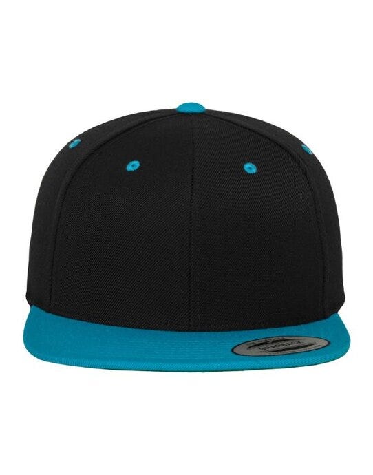 Two Tone Classic Snapback Cap - Black/Teal