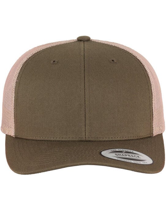 Retro Trucker Two Tone Cap - Moss Green/Khaki