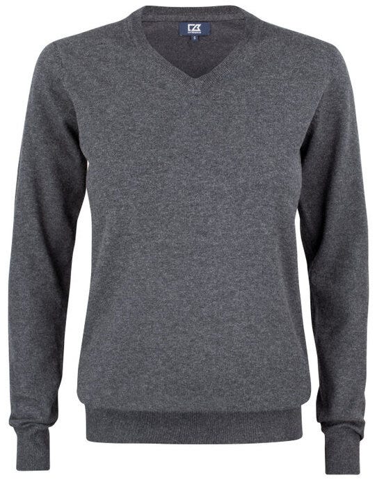 C&B Ladies Oakville V-Neck Sweater - Anthracite Melange