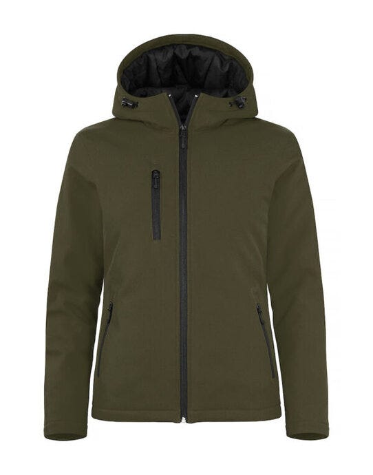 Ladies Padded Softshell Hoody - Fog Green