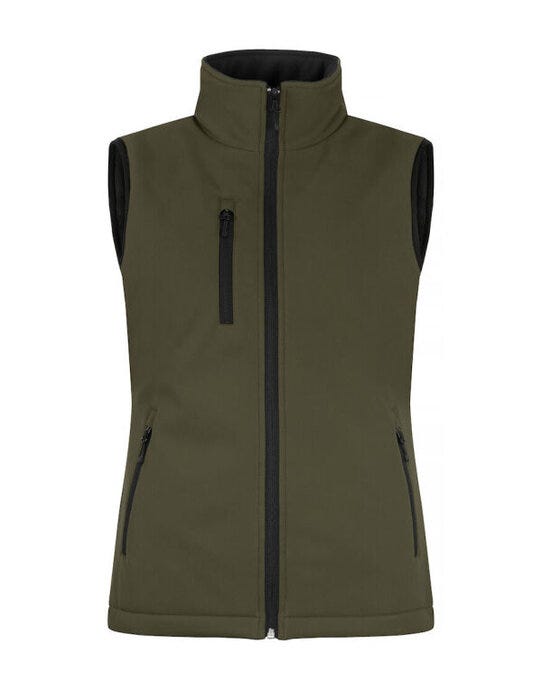 Ladies Padded Softshell Vest - Fog Green
