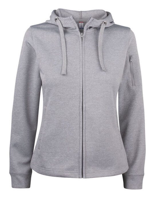 Ladies Basic Active FZ Hoody - Grey Melange