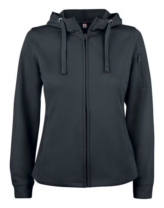 Ladies Basic Active FZ Hoody - Black