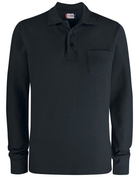 Basic Pocket Polo L/S - Black