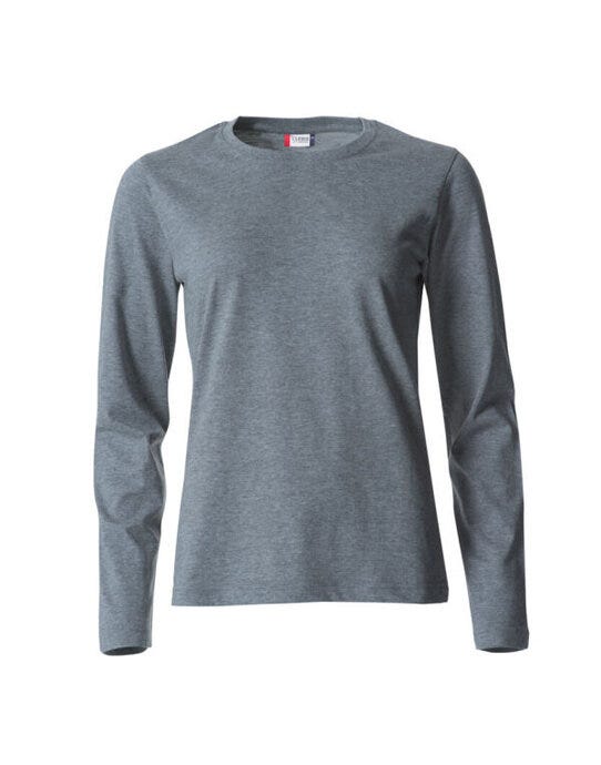 Ladies L/S Basic-T - Grey Melange