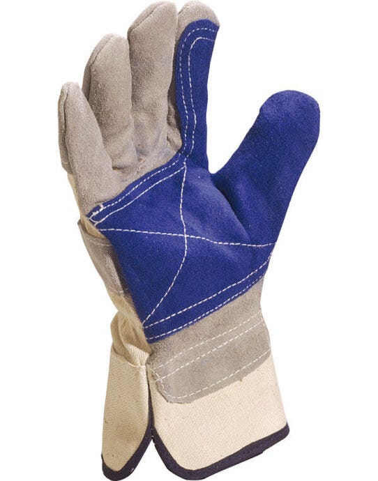 Cowhide Split Leather Gloves - Blue/Grey