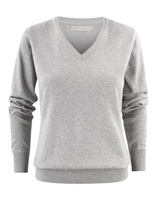 Ashland V-Neck Ladies Knit - Grey Melange